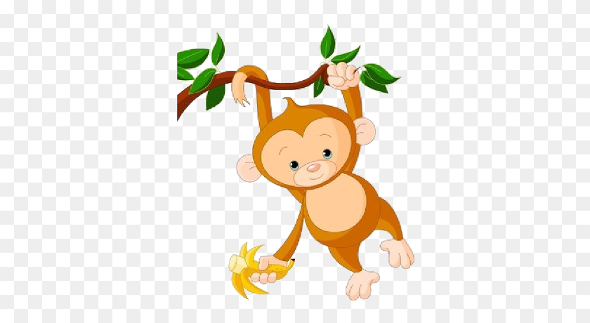 400x400 Clip Art Monkeys - Baby Jungle Animals Clipart
