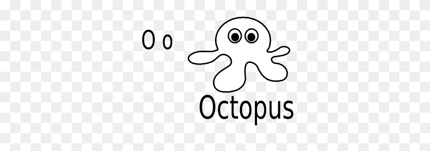 333x235 Clip Art O For Octopus - Octopus Black And White Clipart