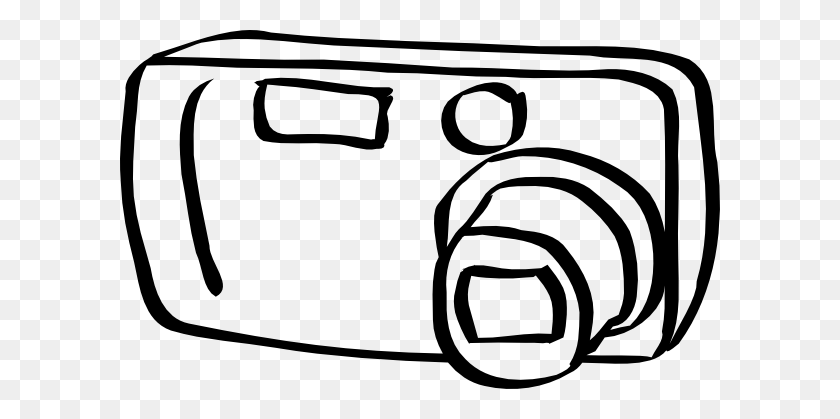 600x359 Clip Art Of A Camera - Camera With Flash Clipart