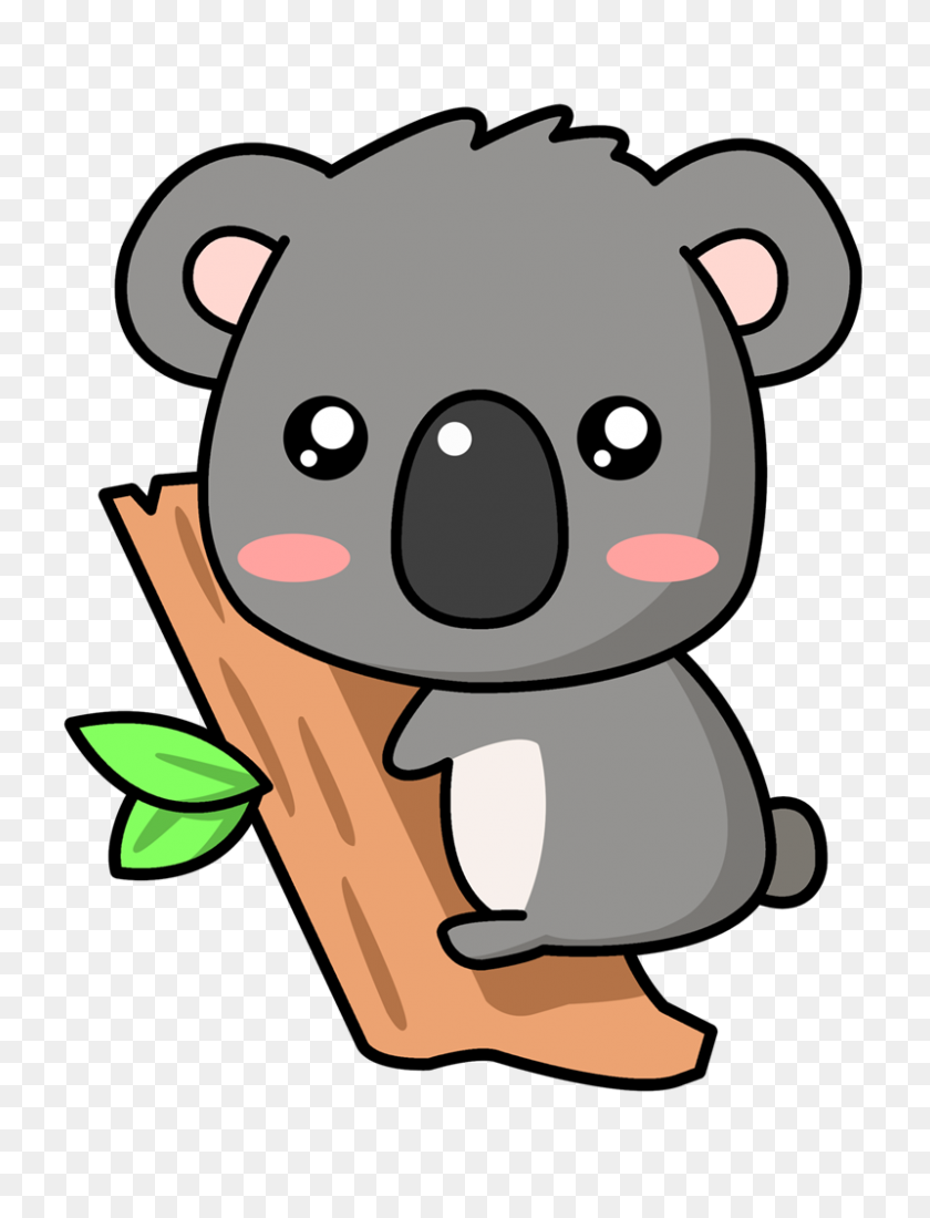 800x1067 Clip Art Of A Cute Gray Koala Holding Onto A Eucalyptus Tree - Eucalyptus Tree Clipart