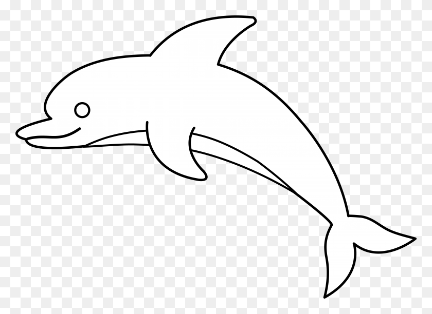 7652x5419 Clip Art Of Animals Cute Colorable Dolphin Equine - Hoof Clipart