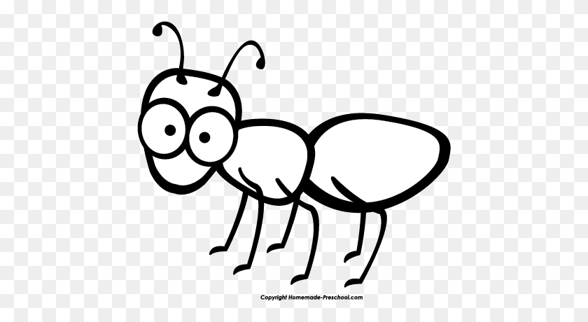448x400 Clipart Of Ant Contorno Clipart Blanco Y Negro A Lápiz - Lápiz Clipart Blanco Y Negro