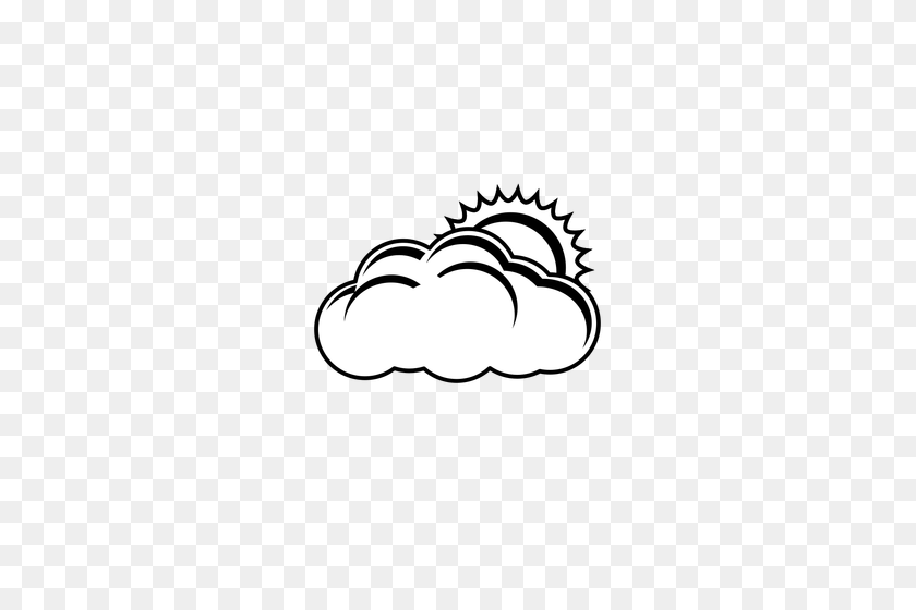 353x500 Clip Art Of Black And White Cloudy With Some Sun Day Sign Public - Cloudy Day Clipart
