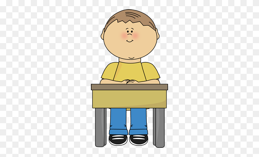 250x450 Clip Art Of Boy Sitting At School Desk - Rubric Clipart