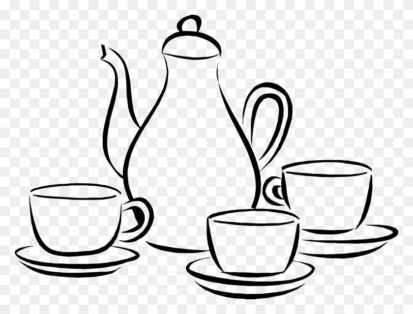 2400x1782 Clip Art Of Coffee Pot And Cup Image Information - Coffee Maker Clipart