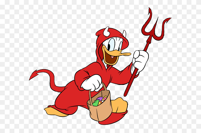 601x498 Imágenes Prediseñadas Del Pato Donald Como Un Truco O Trato Del Diablo En Halloween - Imágenes Prediseñadas Del Diablo