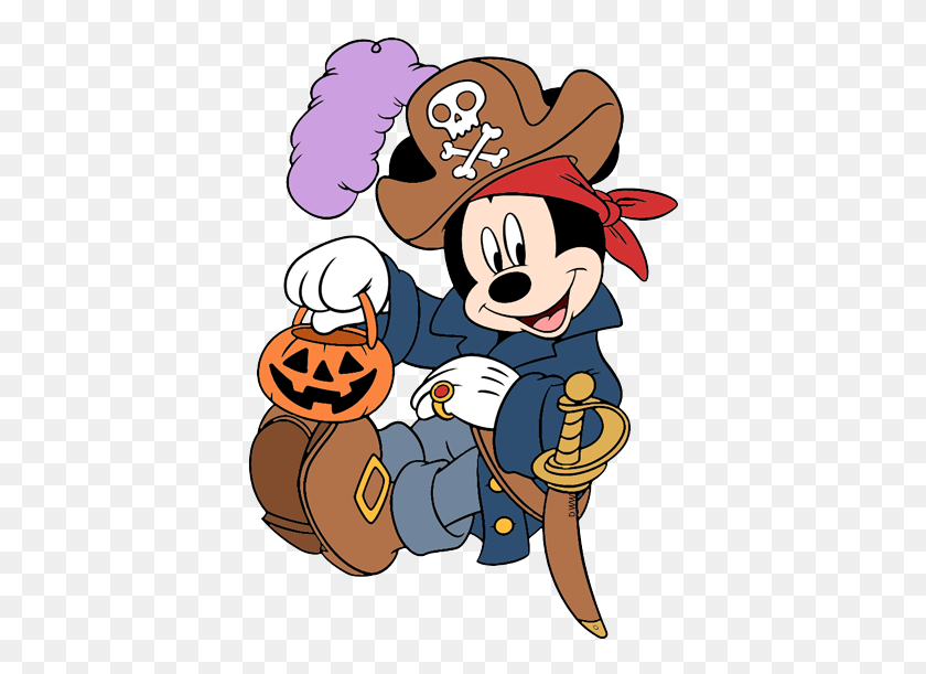 397x551 Clip Art Of Mickey Mouse As A Pirate Trick Or Treating - Peanuts Characters Clipart