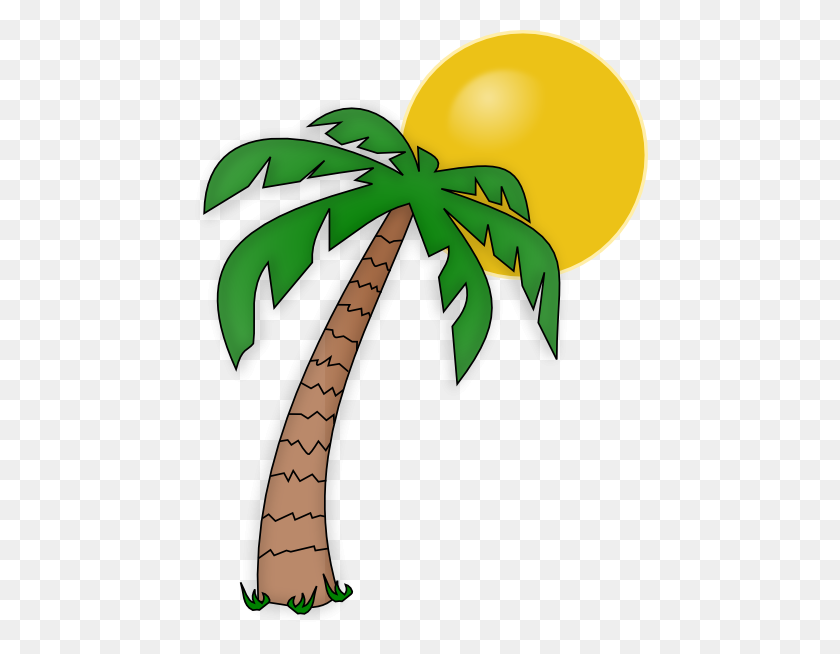 456x594 Clip Art Of Palm Trees - Coconut Clipart Black And White