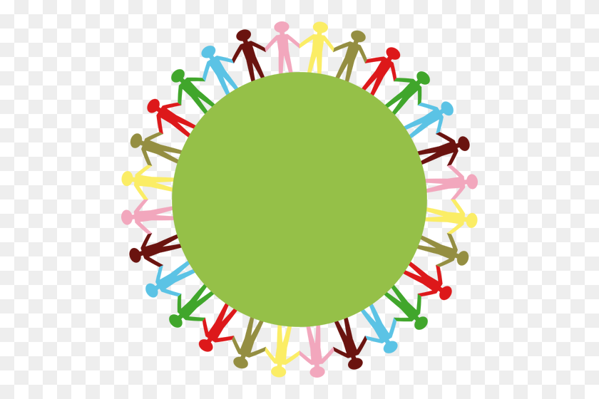 500x500 Clip Art Of People Holding Hands Around Green Circle Public - Strength Clipart