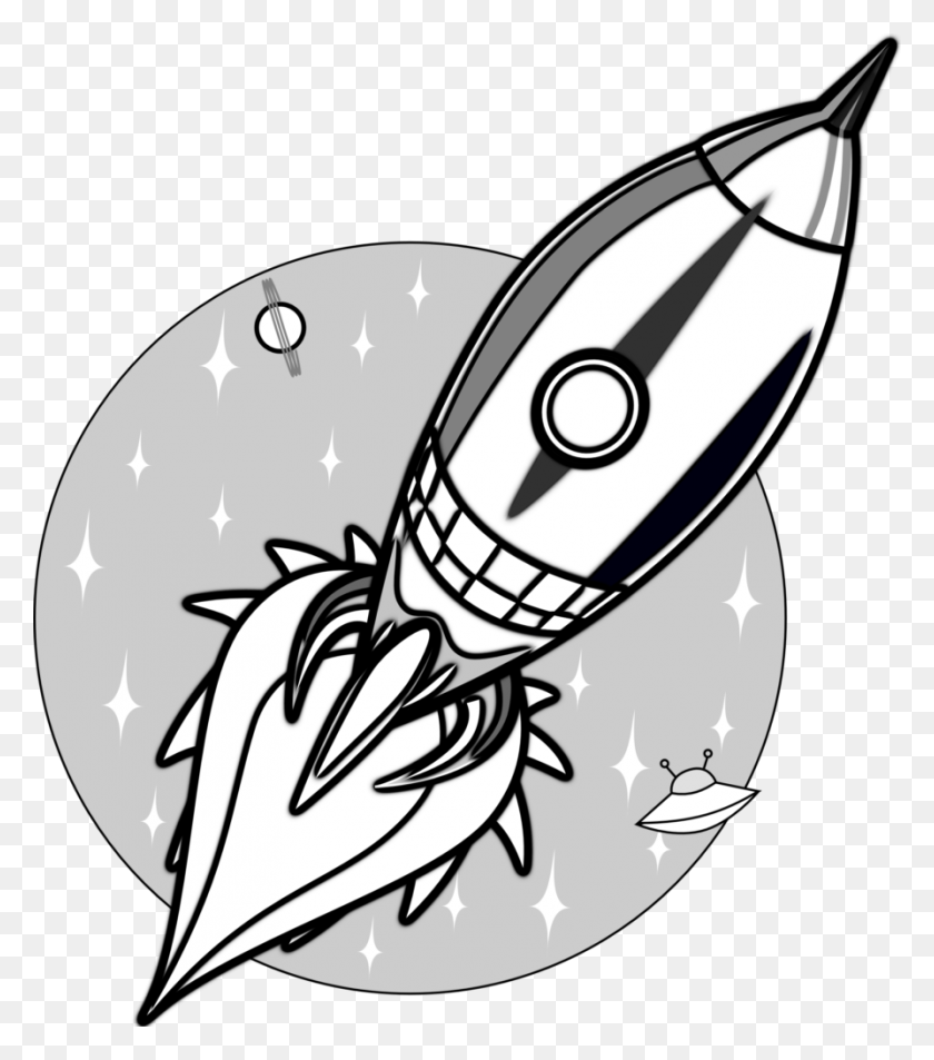 894x1024 Clip Art Of Rockets - Spacecraft Clipart