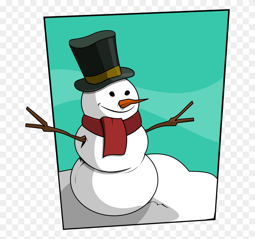 674x728 Clip Art Of Snowman - Snowman Head Clipart