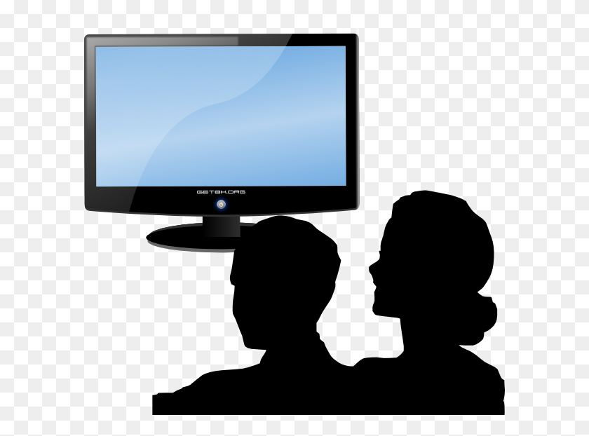 600x562 Clip Art Of Someone Watching Television Clipart - Tv Remote Clipart
