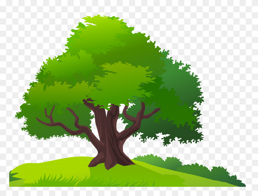 5860x4349 Clip Art Of Tree With Grass - Grass Border Clipart