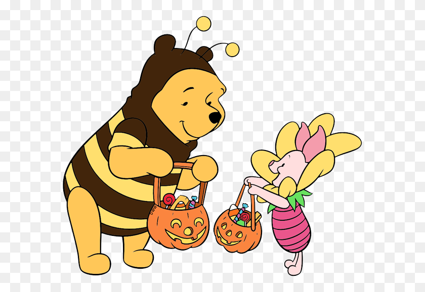 597x518 Clip Art Of Winnie The Pooh And Piglet Trick Or Treating - Trick Clipart