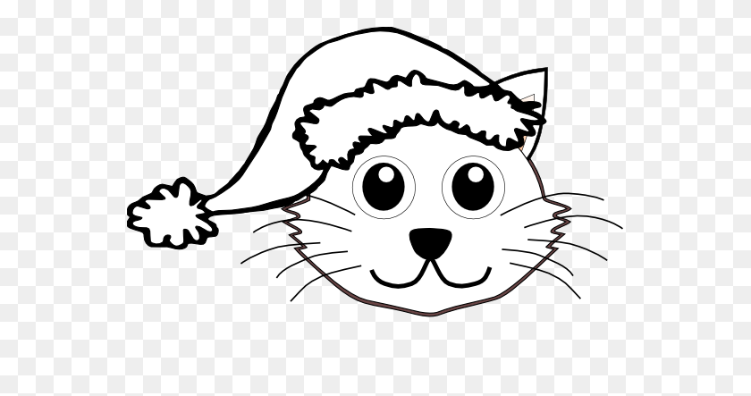 555x383 Clip Art Palomaironique Cat Face Cartoon - Santa Black And White Clipart