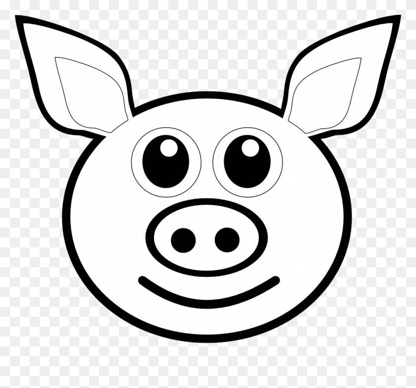 999x928 Clip Art Palomaironique Pig Face Cartoon Pink - Hog Clipart Black And White