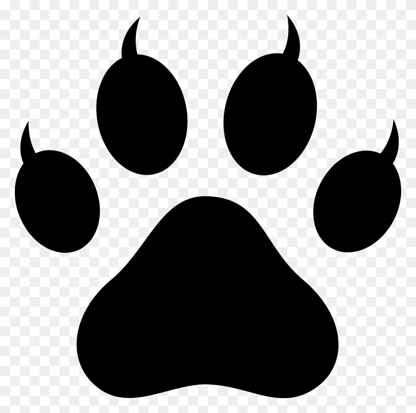 4077x4055 Clip Art Paw Print - Dog And Cat Clipart Black And White