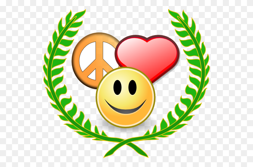 555x496 Clip Art Peace Love And Happyness Award Black - Peace Sign Clipart Black And White