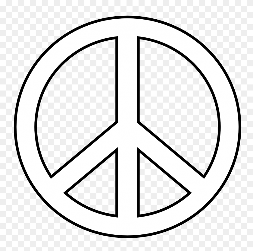 1331x1319 Clip Art Peace Sign - Hippie Clipart Black And White