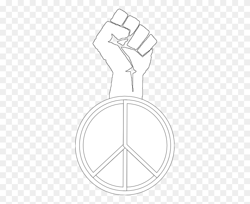 333x627 Clip Art Peace To The People Black White Line - Peace Sign Clipart Black And White