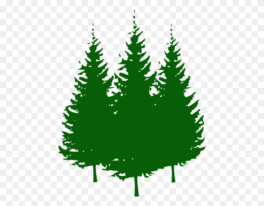 468x596 Clip Art Pine Tree Collection In Black Silhouette And Green - Fir Tree Clipart