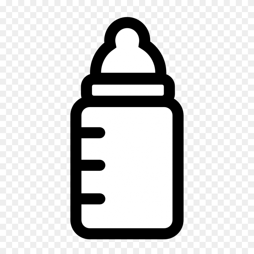 999x999 Clip Art Pitr Baby Bottle Icon Black White - Artsy Clipart