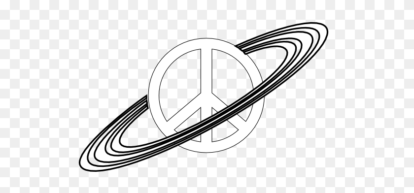 555x332 Clip Art Planet With Rings Black White Line Art - Peace Sign Clipart Black And White