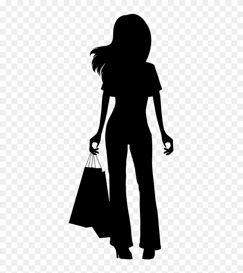 408x886 Clipart Related Keywords Suggestions For Girl With Shopping Bags - Shopping Bag Clipart Black And White