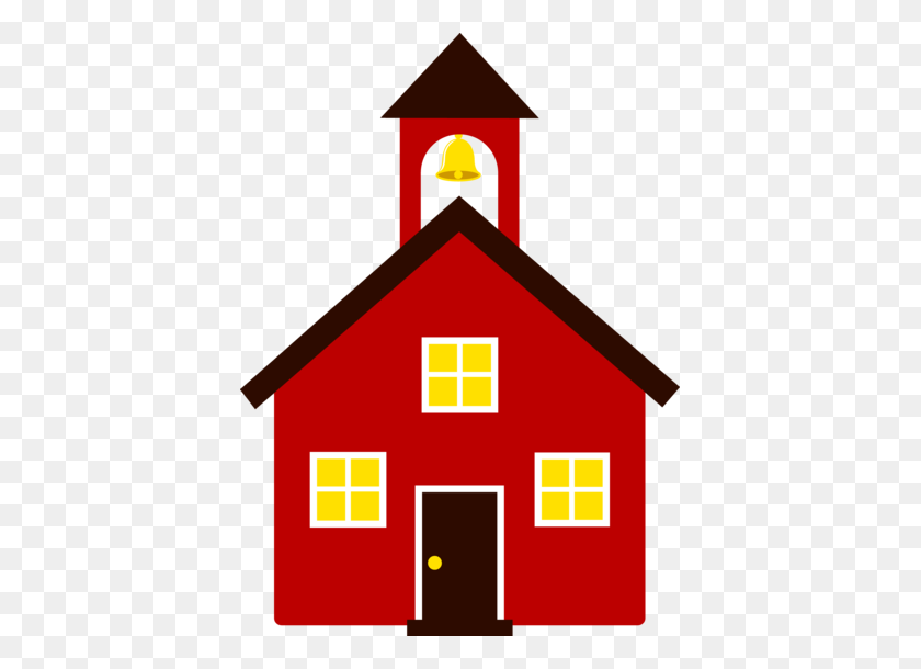 401x550 Clip Art School House Free Clip Art Of An Old Fashioned Little Red - School Clipart PNG