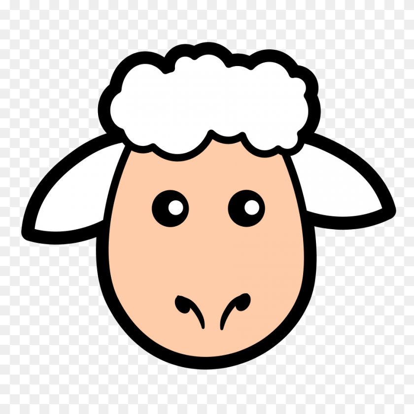 900x900 Clip Art Sheep - Cow Head Clipart Black And White
