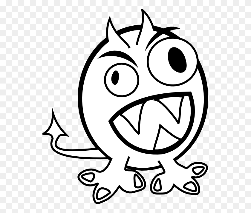 555x654 Clipart Small Funny Angry Monster Black - Funny Monday Clipart