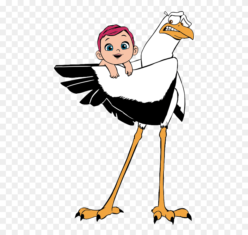 483x738 Clip Art Stork Delivery - Baby Girl Stork Clipart