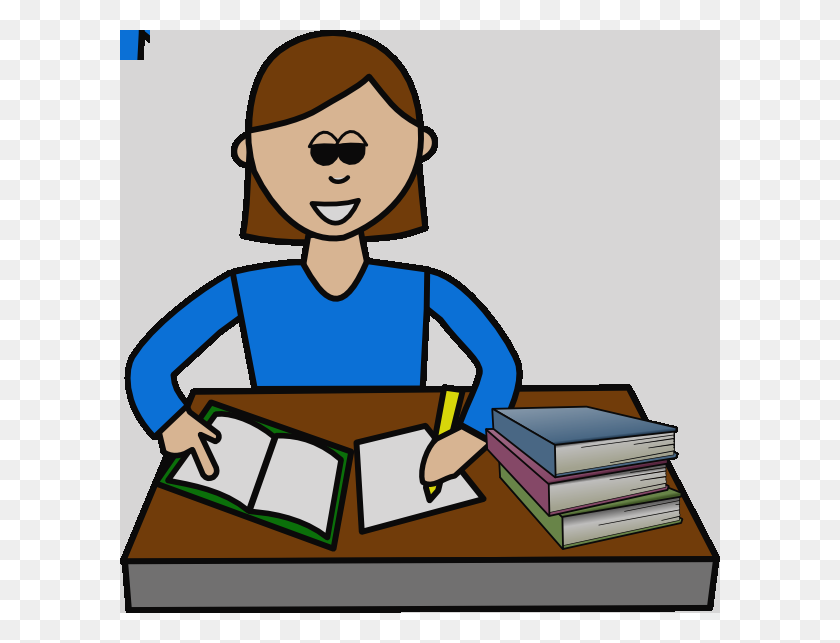 600x583 Clip Art Student Studying Science Clipart - Student Writing Clipart