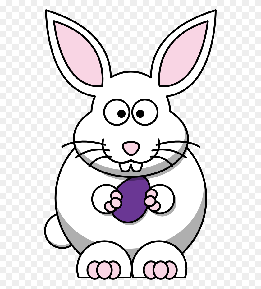 555x870 Clip Art Tale Rabbit Black White Line Easter - Ear Black And White Clipart
