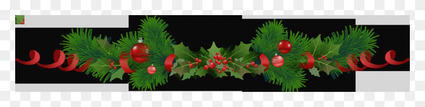 1280x251 Clip Art Transparent Christmas Pine Garland With Mistletoe Clipart - Greenery Clipart