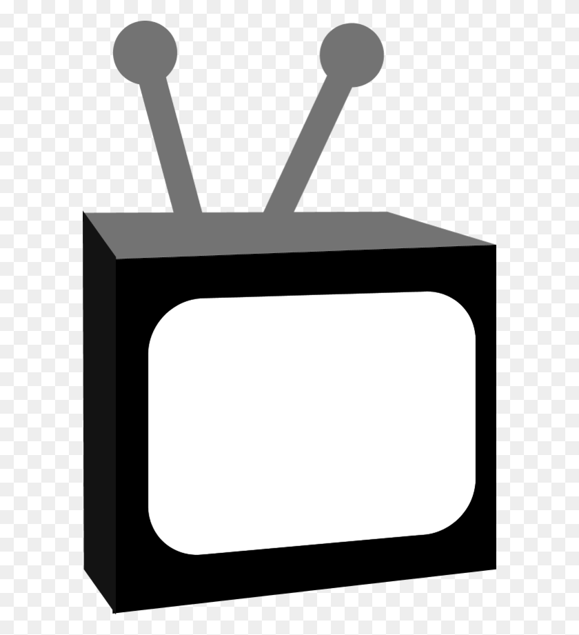 600x861 Clip Art Tv - Watching Tv Clipart Black And White