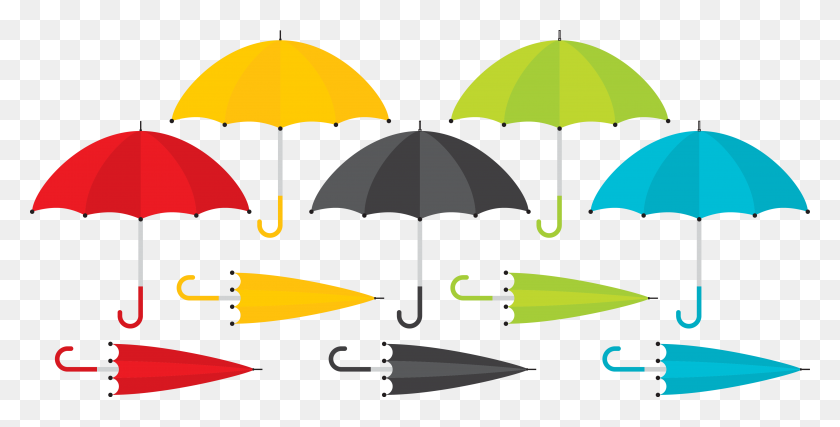 4297x2023 Clip Art Umbrella - Umbrella With Rain Clipart