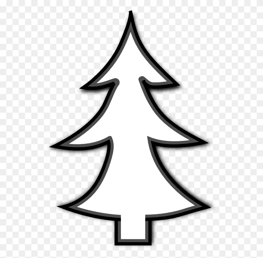 555x764 Clip Art Xmas Christmas Tree Black White - Twitter PNG White