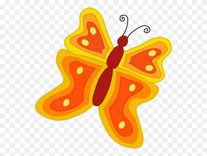 555x573 Clip Art Yellow And Orange Butterfly April - Orange Butterfly Clipart