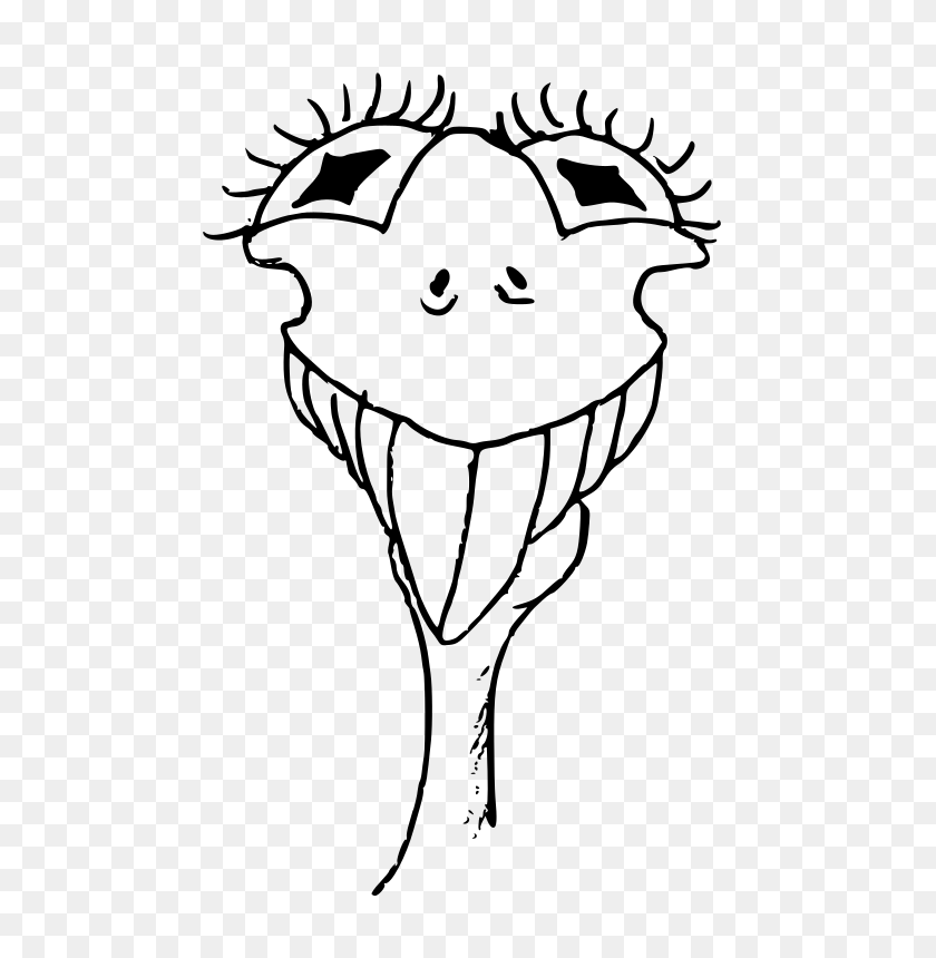 566x800 Clipart - Ostrich Clipart Black And White