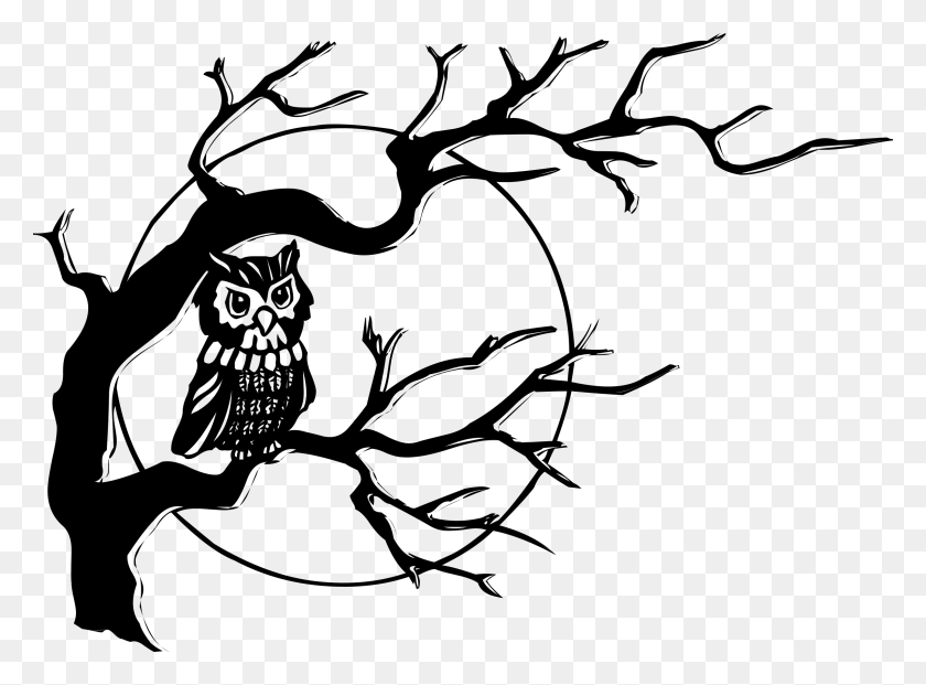 2400x1728 Clipart - Owl In A Tree Clipart