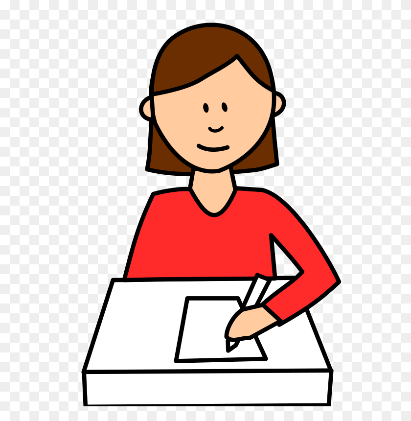 605x800 Clipart - Person Writing Clipart