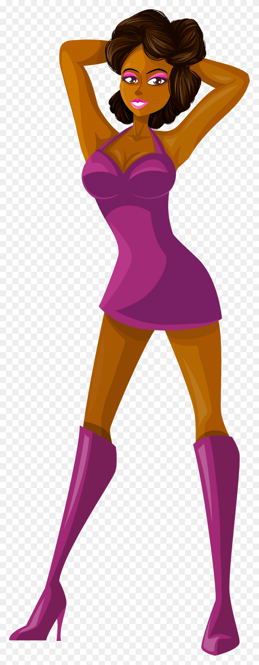 894x2400 Clipart - Purple Dress Clipart
