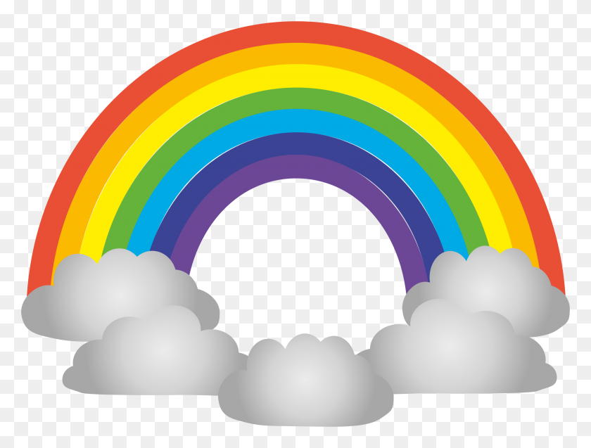 2351x1740 Clipart - Rainbow With Clouds Clipart