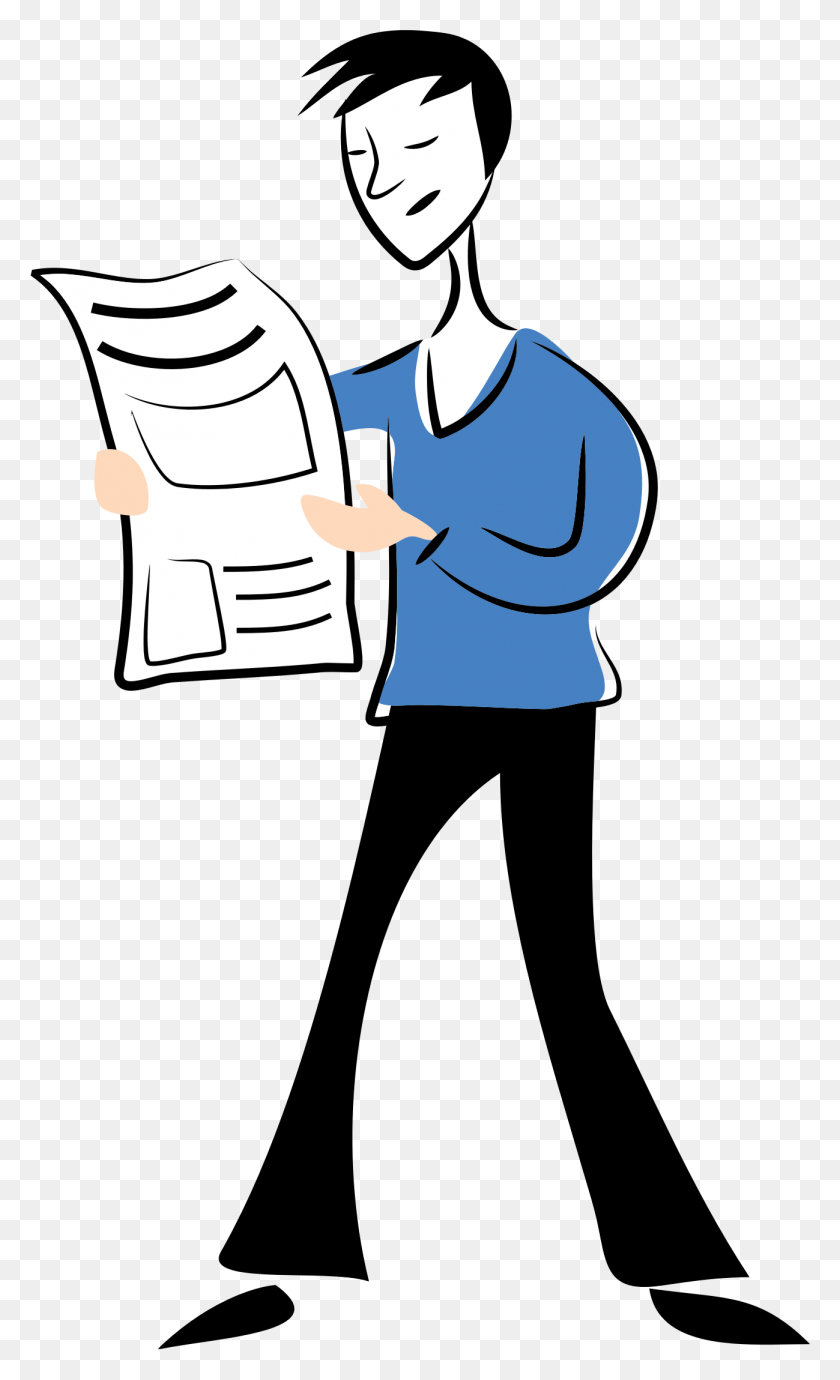 1299x2199 Clipart - Reading Newspaper Clipart