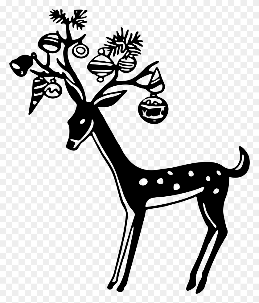 2026x2400 Clipart - Reindeer Black And White Clipart