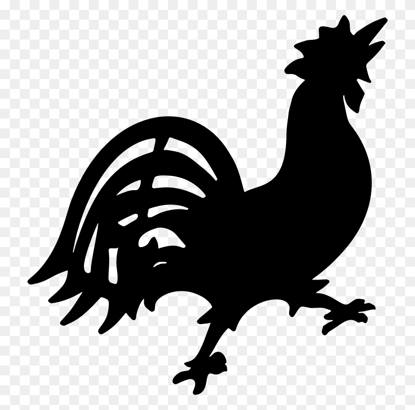 730x770 Clipart - Rooster Clipart Black And White
