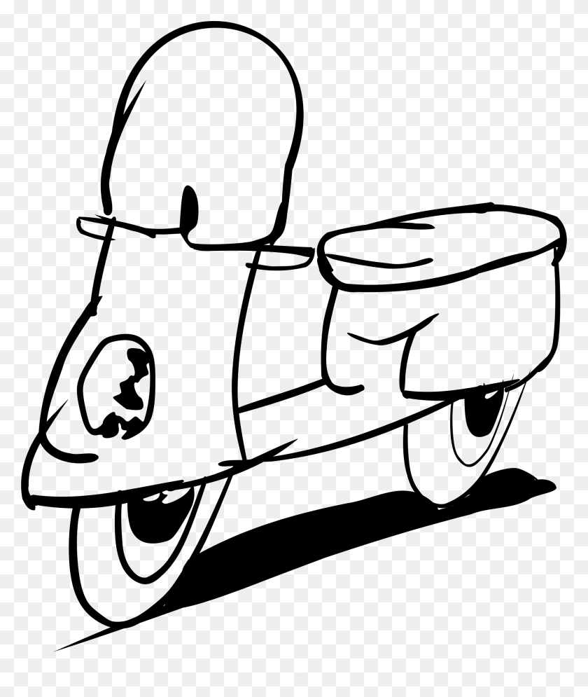 2002x2400 Clipart - Scooter Clipart Black And White