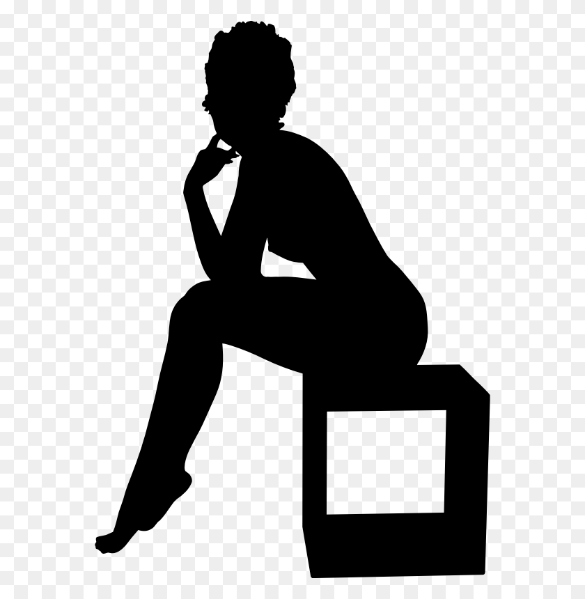 568x800 Clipart - Sitting Silhouette PNG