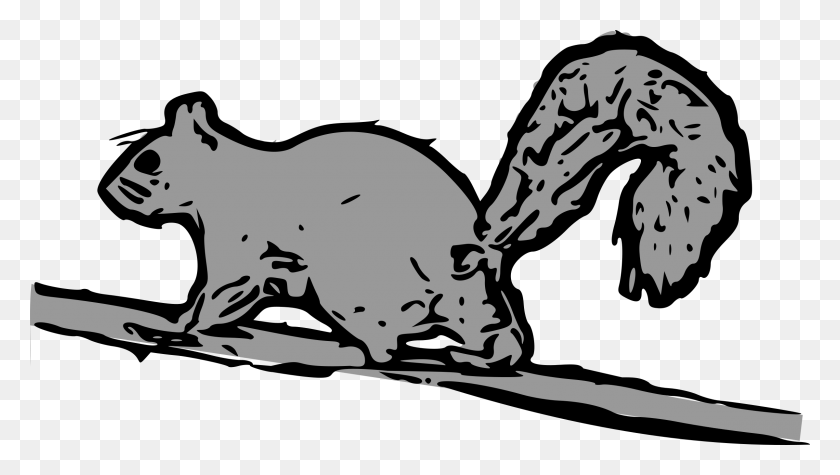 2400x1277 Clipart - Squirrel Clipart Black And White